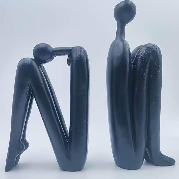 2pcs Set Modern Resin Bookshelf Figurines, Human-Shaped Decorative Bookends Sculptures, Elegant Seated Figure Design Ornaments, Suitable for Bookshelves, Desks, Home Office Decor, Indoor and Outdoor Home Decoration Crafts - Image 7