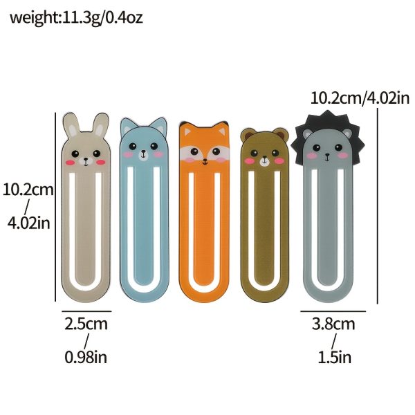 5-Style Acrylic Bookmark Clips, Featuring Cute Cat, Panda, Rabbit, Hedgehog And Fox Cartoon Animal Designs, Ideal Heartfelt Gift for Animal Lovers, Book Enthusiasts And Reading Fans - Image 4