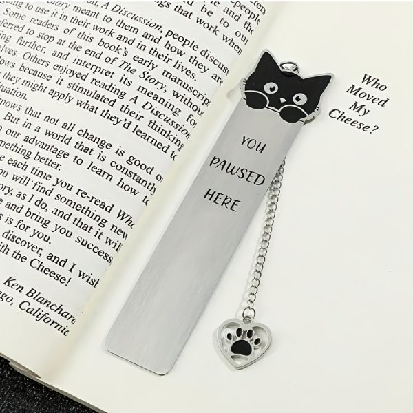 1pc Cute Stainless Steel Cat Bookmark with Kitten-Shaped Book Page Holder - Bookmarks for Book Lovers, Readers, &, Book Accessory Gift for Cat-Themed Literature Enthusiasts - Image 3