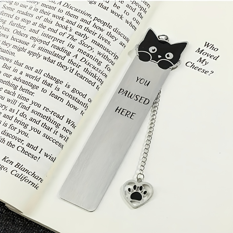 1pc Cute Stainless Steel Cat Bookmark with Kitten-Shaped Book Page Holder - Bookmarks for Book Lovers, Readers, &, Book Accessory Gift for Cat-Themed Literature Enthusiasts - Image 3