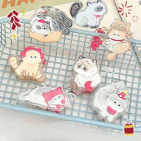 7pcs Cartoon Cat-Themed Acrylic Clips - Designed for Organizing Notebooks in The Kitchen, Suitable for Notes, Exams, Office Documents, Books, Kitchen Storage Additions, Notebook Organizers, Fun Design, Stationery Storage Box - Image 7