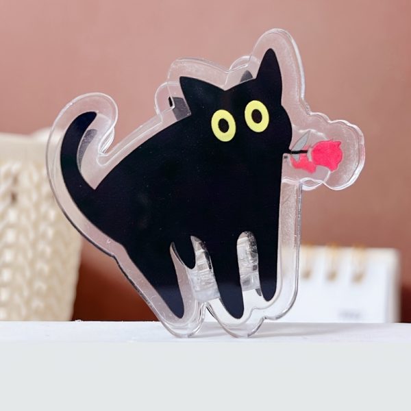 4pcs Cute Cat Theme Acrylic Clips - Notebook Note Clips, Sealing Clips, Plastic File Clips, Durable Storage Clips, Suitable for Notes, Exams, Office Documents, Books, Kitchen Storage Accessories - Image 5