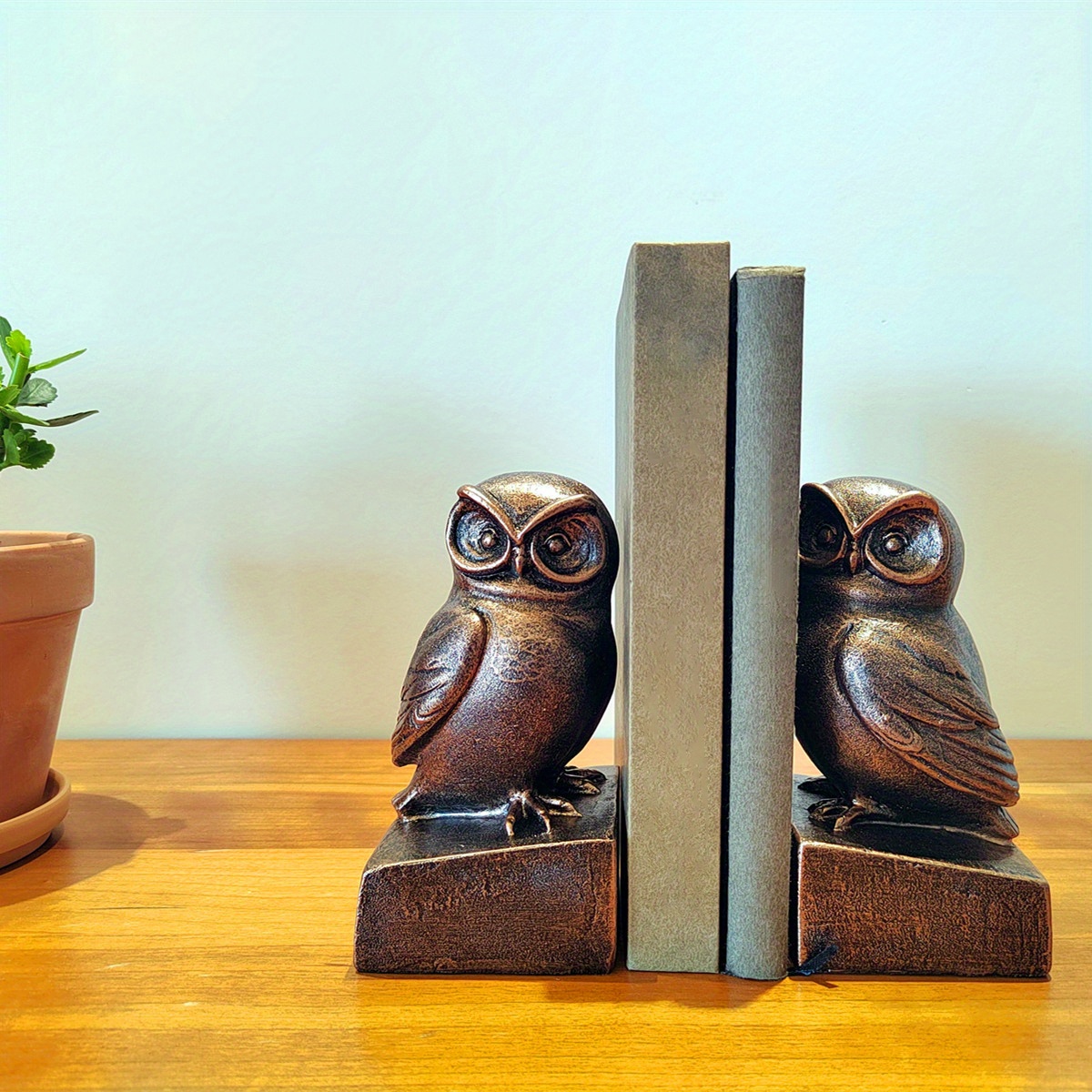 Owl Book Standing, Book Holder Decoration, Home Decoration, Retro Metal Paint Working, Imitation Wood Grain Perfect For Office - Image 6
