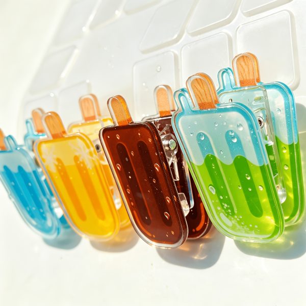 4pcs Summer Ice Cream Popsicle Shaped Multifunctional Individual Acrylic Clips, Stationery Refills, File And Paper Clips, High Transparency PP Clipu002FSealing Clipu002FBookmarku002FMemo Clip, Diary Decoration Gift - Image 7