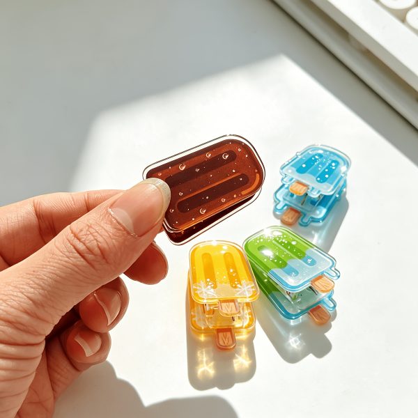 4pcs Summer Ice Cream Popsicle Shaped Multifunctional Individual Acrylic Clips, Stationery Refills, File And Paper Clips, High Transparency PP Clipu002FSealing Clipu002FBookmarku002FMemo Clip, Diary Decoration Gift - Image 2