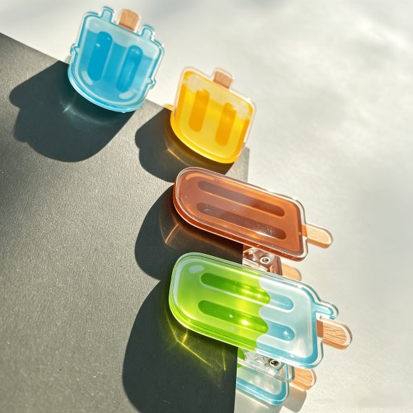 4pcs Summer Ice Cream Popsicle Shaped Multifunctional Individual Acrylic Clips, Stationery Refills, File And Paper Clips, High Transparency PP Clipu002FSealing Clipu002FBookmarku002FMemo Clip, Diary Decoration Gift - Image 4