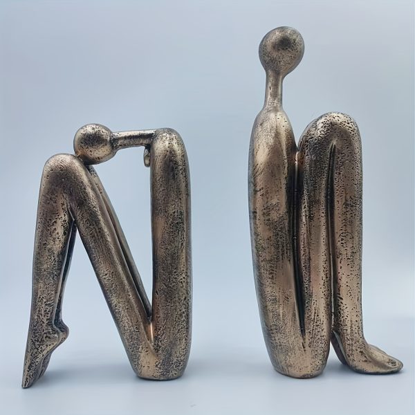 2pcs Set Modern Resin Bookshelf Figurines, Human-Shaped Decorative Bookends Sculptures, Elegant Seated Figure Design Ornaments, Suitable for Bookshelves, Desks, Home Office Decor, Indoor and Outdoor Home Decoration Crafts - Image 4
