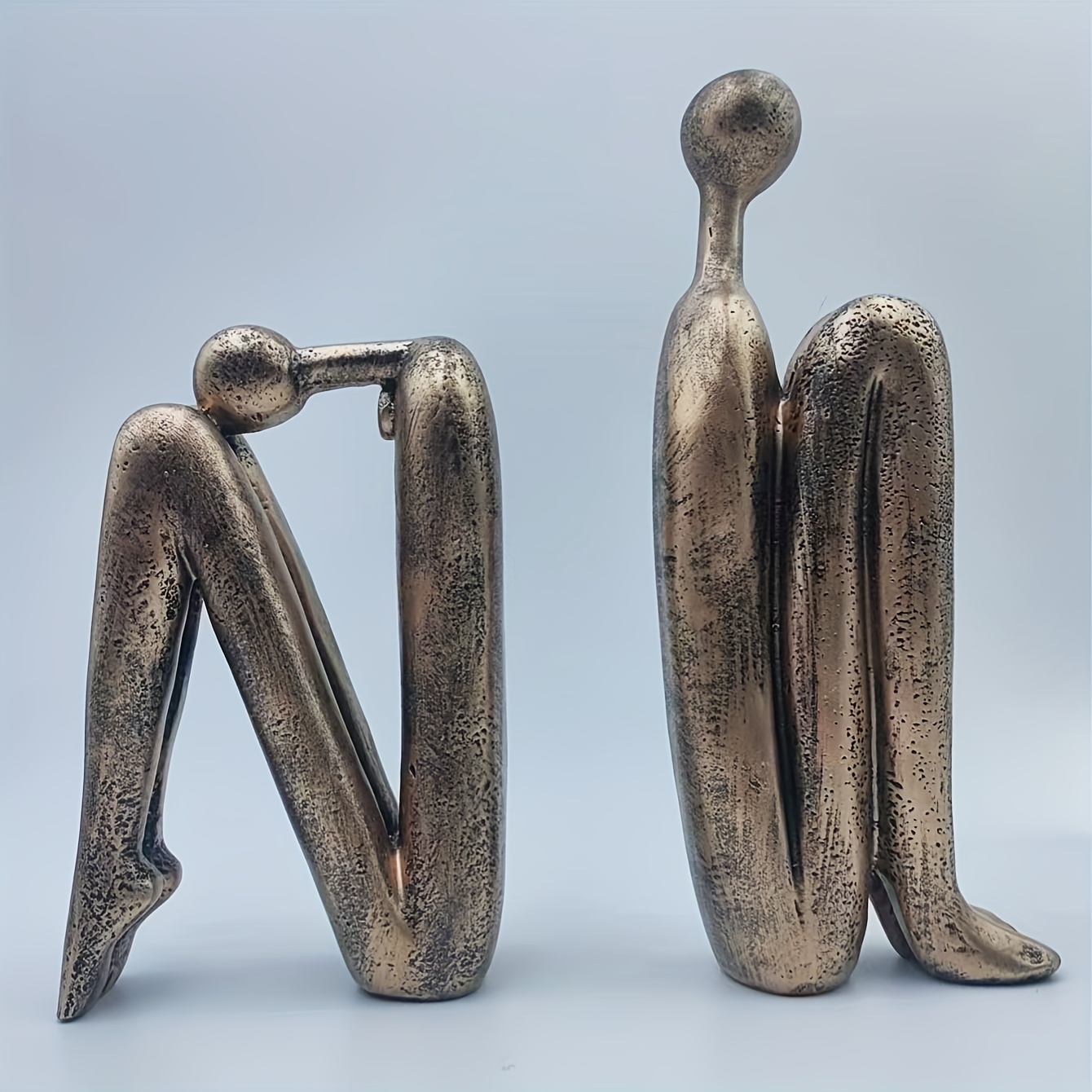 2pcs Set Modern Resin Bookshelf Figurines, Human-Shaped Decorative Bookends Sculptures, Elegant Seated Figure Design Ornaments, Suitable for Bookshelves, Desks, Home Office Decor, Indoor and Outdoor Home Decoration Crafts - Image 4