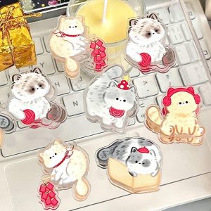7pcs Cartoon Cat-Themed Acrylic Clips - Designed for Organizing Notebooks in The Kitchen, Suitable for Notes, Exams, Office Documents, Books, Kitchen Storage Additions, Notebook Organizers, Fun Design, Stationery Storage Box