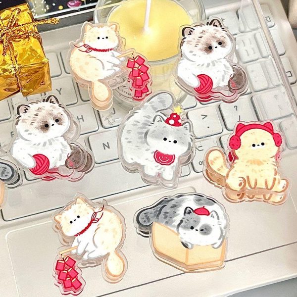 7pcs Cartoon Cat-Themed Acrylic Clips - Designed for Organizing Notebooks in The Kitchen, Suitable for Notes, Exams, Office Documents, Books, Kitchen Storage Additions, Notebook Organizers, Fun Design, Stationery Storage Box
