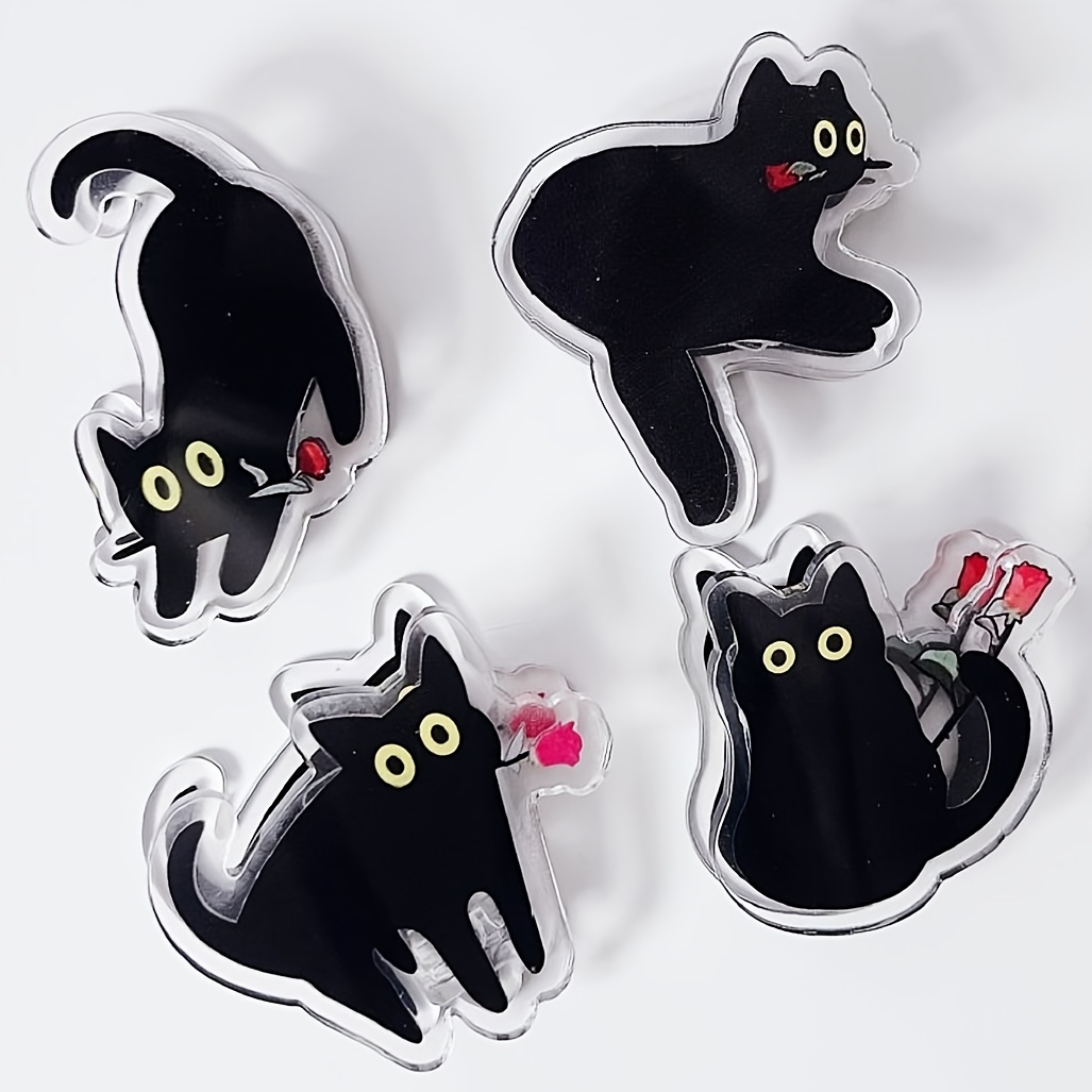 4pcs Cute Cat Theme Acrylic Clips - Notebook Note Clips, Sealing Clips, Plastic File Clips, Durable Storage Clips, Suitable for Notes, Exams, Office Documents, Books, Kitchen Storage Accessories - Image 3