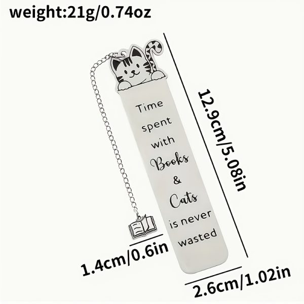 1pc Cute Stainless Steel Cat Bookmark with Kitten-Shaped Book Page Holder - Bookmarks for Book Lovers, Readers, &, Book Accessory Gift for Cat-Themed Literature Enthusiasts - Image 5