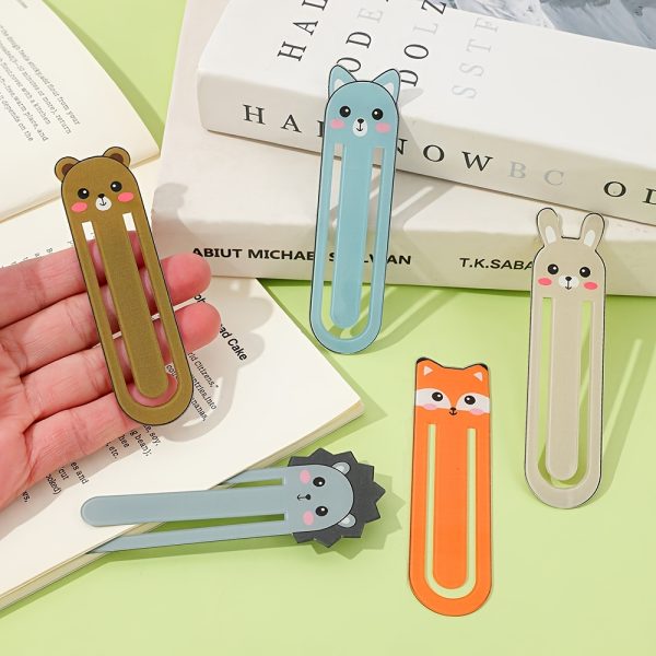 5-Style Acrylic Bookmark Clips, Featuring Cute Cat, Panda, Rabbit, Hedgehog And Fox Cartoon Animal Designs, Ideal Heartfelt Gift for Animal Lovers, Book Enthusiasts And Reading Fans - Image 3