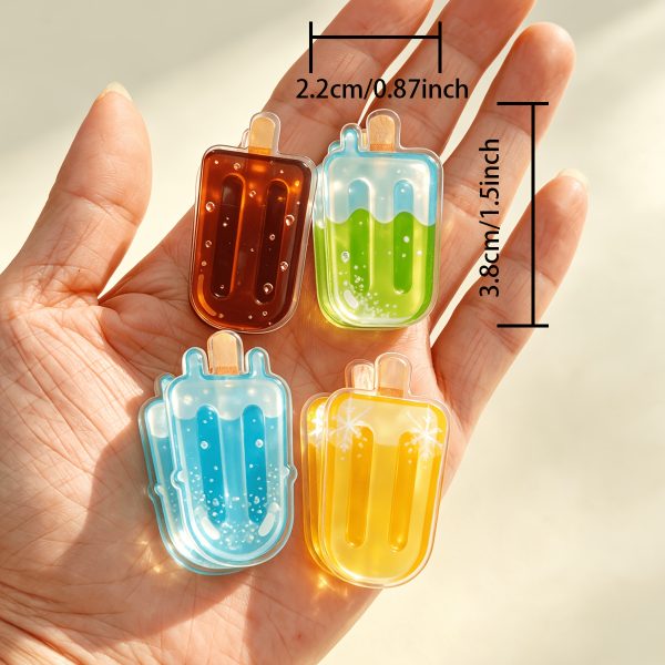 4pcs Summer Ice Cream Popsicle Shaped Multifunctional Individual Acrylic Clips, Stationery Refills, File And Paper Clips, High Transparency PP Clipu002FSealing Clipu002FBookmarku002FMemo Clip, Diary Decoration Gift - Image 9