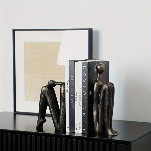 2pcs Set Modern Resin Bookshelf Figurines, Human-Shaped Decorative Bookends Sculptures, Elegant Seated Figure Design Ornaments, Suitable for Bookshelves, Desks, Home Office Decor, Indoor and Outdoor Home Decoration Crafts - Image 8