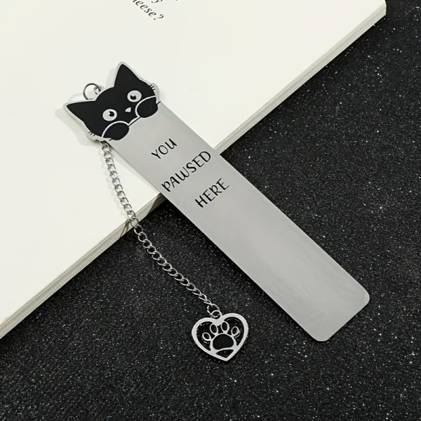 1pc Cute Stainless Steel Cat Bookmark with Kitten-Shaped Book Page Holder - Bookmarks for Book Lovers, Readers, &, Book Accessory Gift for Cat-Themed Literature Enthusiasts