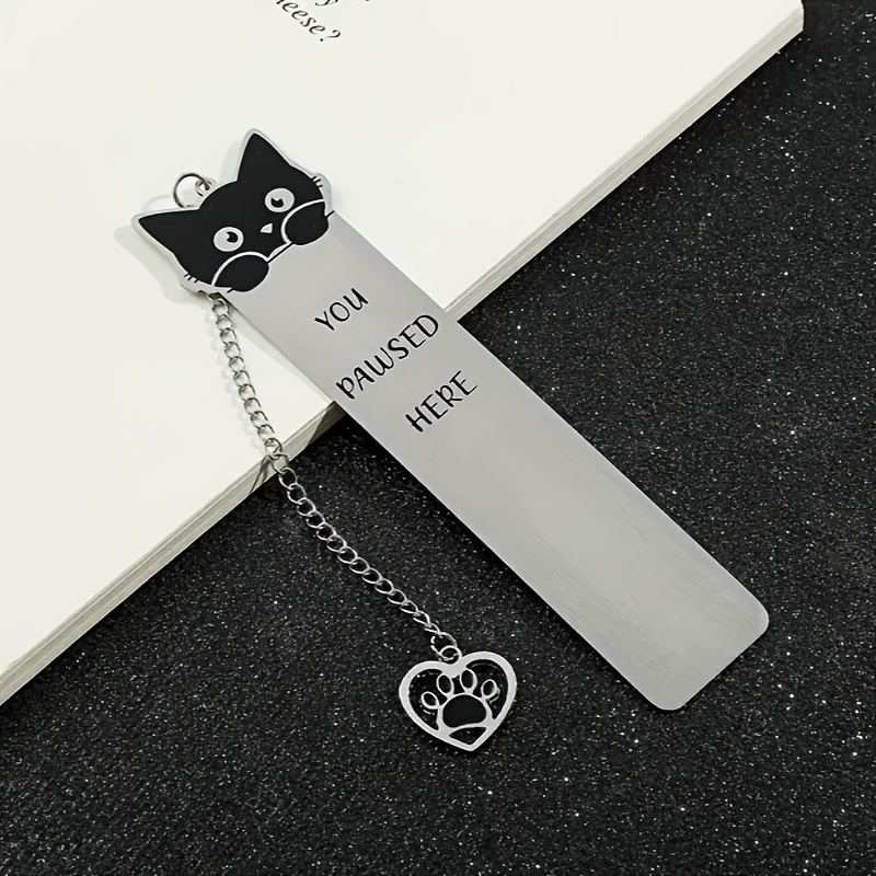 1pc Cute Stainless Steel Cat Bookmark with Kitten-Shaped Book Page Holder - Bookmarks for Book Lovers, Readers, &, Book Accessory Gift for Cat-Themed Literature Enthusiasts - Image 1