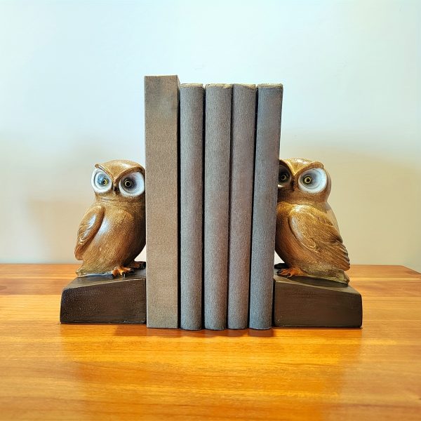 Owl Book Standing, Book Holder Decoration, Home Decoration, Retro Metal Paint Working, Imitation Wood Grain Perfect For Office