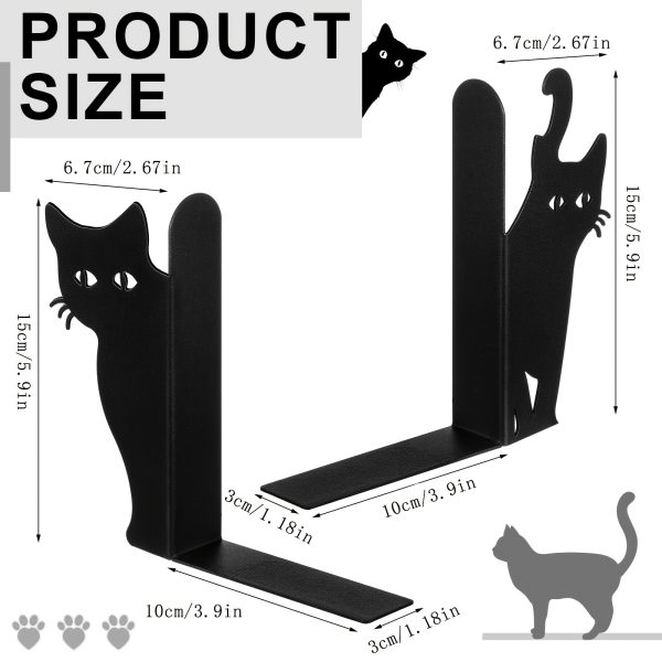 Metal Cat Bookend - Decorative Iron Kitten Shelf End with Sitting & Standing Cats, Durable Book Holder for Home Library, ' Room, - Cute Feline Book Decor Gift for Cat Lovers, Bookworms & Pet Owners - Image 5