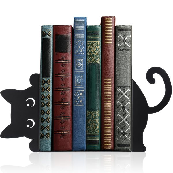Adorable Kitten Metal Bookend - Iron Cat Book Holder Decor with Sitting & Standing Cat Figurines, Durable Bookends for Shelf Decoration Suitable for, Office, Library - Perfect Gift for Book Lovers - Image 3