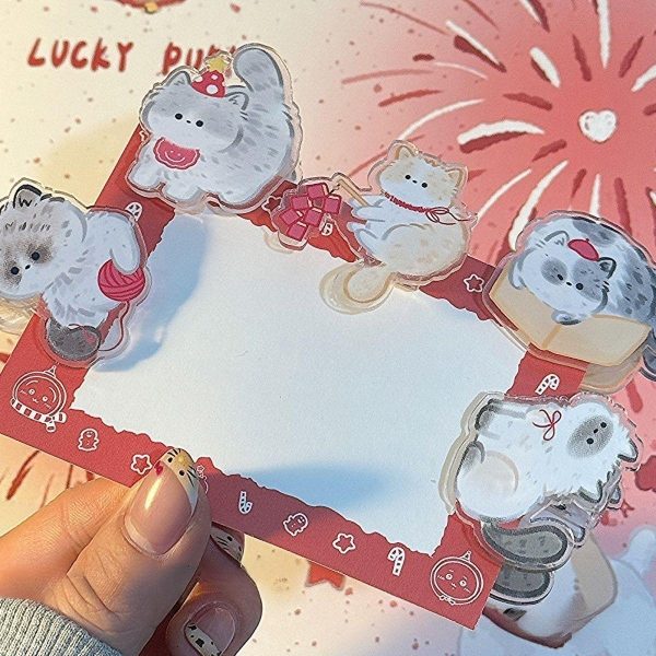 7pcs Cartoon Cat-Themed Acrylic Clips - Designed for Organizing Notebooks in The Kitchen, Suitable for Notes, Exams, Office Documents, Books, Kitchen Storage Additions, Notebook Organizers, Fun Design, Stationery Storage Box - Image 9