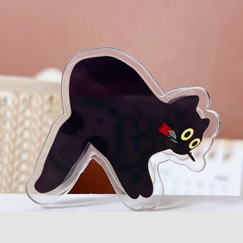 4pcs Cute Cat Theme Acrylic Clips - Notebook Note Clips, Sealing Clips, Plastic File Clips, Durable Storage Clips, Suitable for Notes, Exams, Office Documents, Books, Kitchen Storage Accessories - Image 6