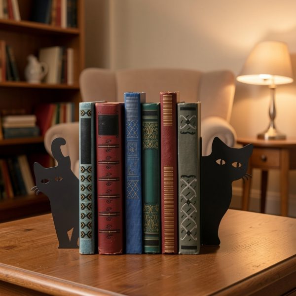 Metal Cat Bookend - Decorative Iron Kitten Shelf End with Sitting & Standing Cats, Durable Book Holder for Home Library, ' Room, - Cute Feline Book Decor Gift for Cat Lovers, Bookworms & Pet Owners - Image 8