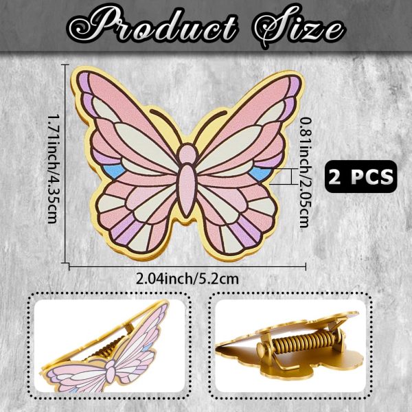 2pcs Golden Pink Butterfly Book Clips | Vintage Enamel Notebook Binder Clips, Retro Page Bill Handbook Clamps for Scrapbook, Journal, Travelers Notebook, Art Creation, Office Decoration, Reading - Image 5