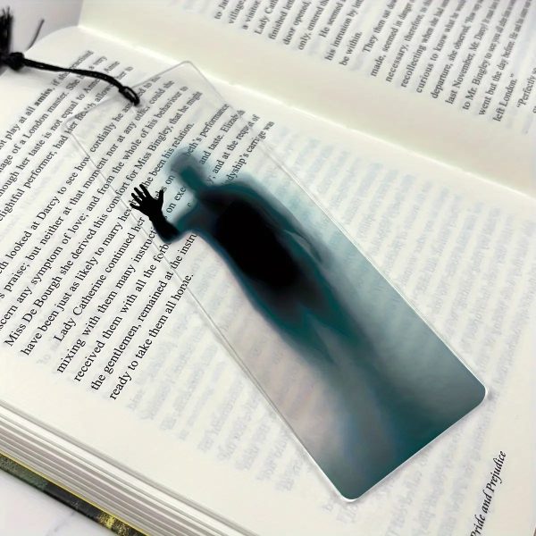 1pc Transparent Acrylic Bookmark Set with Abstract Book Page Cutout Design & Black Tassel - Clear Durable Bookmark for Books, Journals, Tablets - Elegant Minimalist Book Accessory for Readers, Colleagues, Family Gifts - Image 2