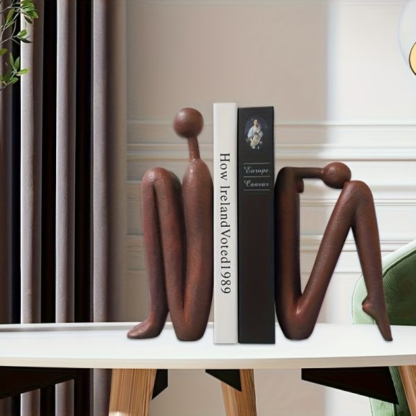 2pcs Set Modern Resin Bookshelf Figurines, Human-Shaped Decorative Bookends Sculptures, Elegant Seated Figure Design Ornaments, Suitable for Bookshelves, Desks, Home Office Decor, Indoor and Outdoor Home Decoration Crafts - Image 9