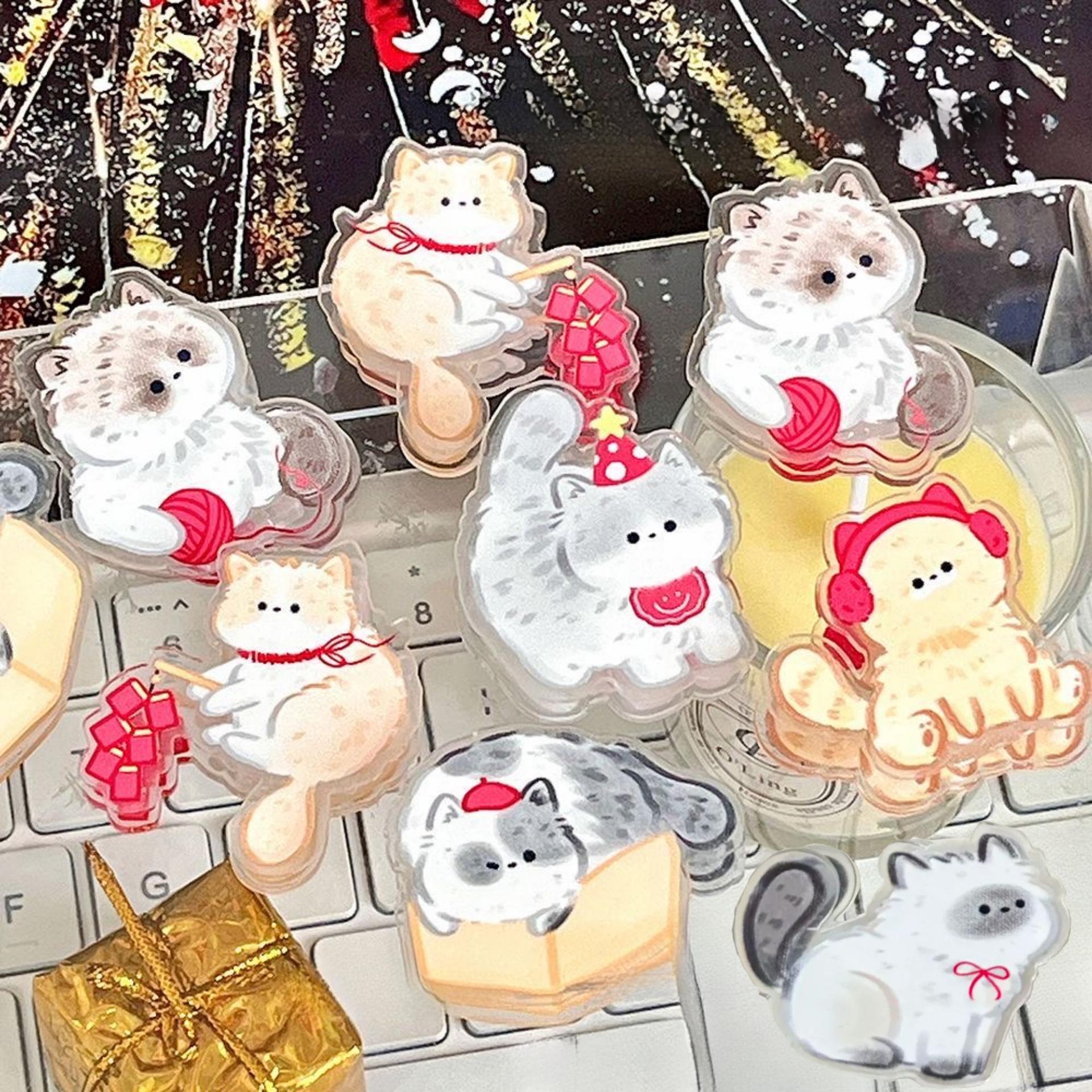7pcs Cartoon Cat-Themed Acrylic Clips - Designed for Organizing Notebooks in The Kitchen, Suitable for Notes, Exams, Office Documents, Books, Kitchen Storage Additions, Notebook Organizers, Fun Design, Stationery Storage Box - Image 10