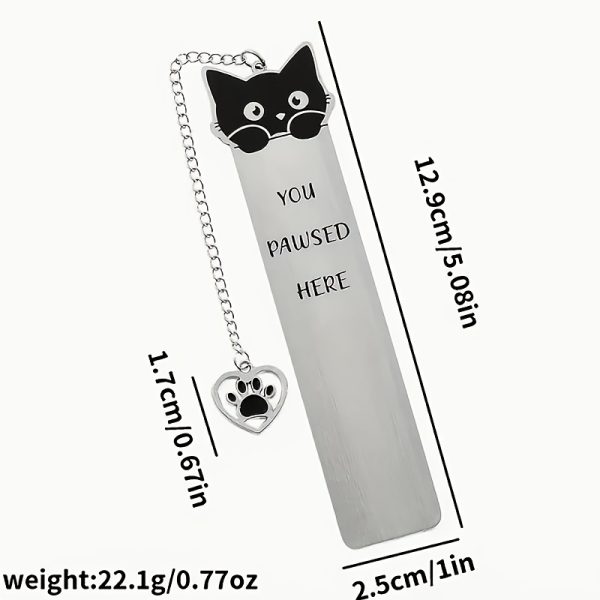 1pc Cute Stainless Steel Cat Bookmark with Kitten-Shaped Book Page Holder - Bookmarks for Book Lovers, Readers, &, Book Accessory Gift for Cat-Themed Literature Enthusiasts - Image 2