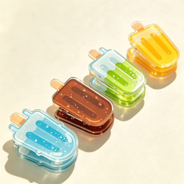 4pcs Summer Ice Cream Popsicle Shaped Multifunctional Individual Acrylic Clips, Stationery Refills, File And Paper Clips, High Transparency PP Clipu002FSealing Clipu002FBookmarku002FMemo Clip, Diary Decoration Gift